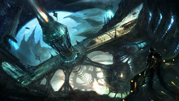 обоя фэнтези, космические корабли,  звездолеты,  станции, космос