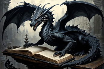 обоя фэнтези, драконы, дракон, книга, замок