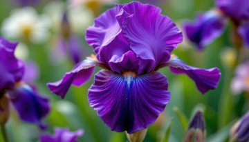 обоя 3д графика, цветы , flowers, лиловый, ирис, макро