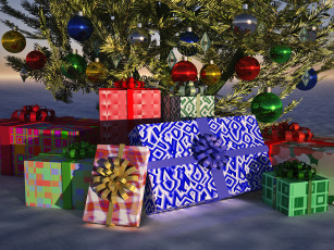 Картинка 3д графика holidays праздники новый год подарки