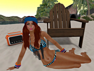 Картинка 3д графика people люди пляж браслет бикини