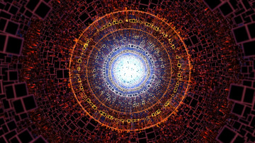 Картинка 3д графика fractal фракталы абстракция круги неон свет квадраты