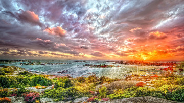 Картинка природа восходы закаты вода небо облака