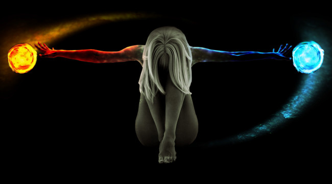 Обои картинки фото 3д, графика, fantasy, фантазия, шары, девушка