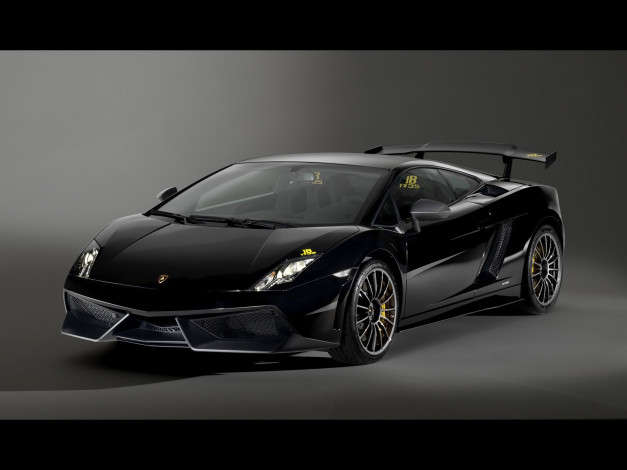 Обои картинки фото black, gallardo, front, angle, автомобили, lamborghini
