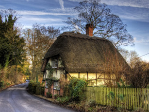 Картинка hampshire англия города здания дома дом дорога растения