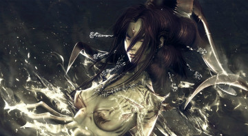 Картинка фэнтези демоны ожерелье глаз третий рога демон