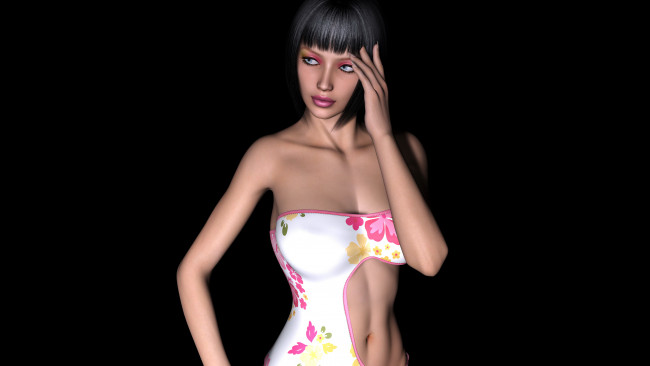 Обои картинки фото 3д графика, люди , people, фон, взгляд, девушка