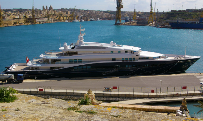 Обои картинки фото carinthia vii, корабли, Яхты, море, суперяхта, причал