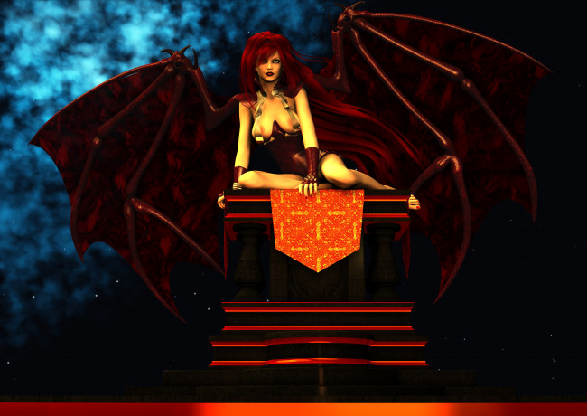 Обои картинки фото 3д графика, существа , creatures, взгляд, демон, крылья