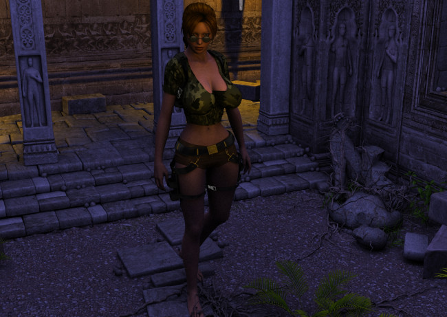 Обои картинки фото lara, 3д графика, фантазия , fantasy, девушка, взгляд, фон