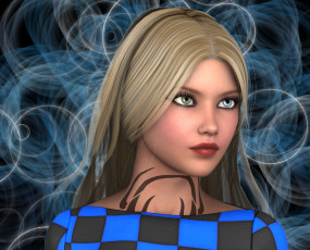 Картинка 3д+графика портрет+ portraits девушка взгляд фон