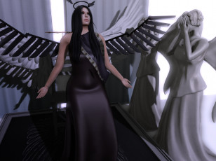 Картинка 3д+графика существа+ creatures девушка взгляд фон крылья демон