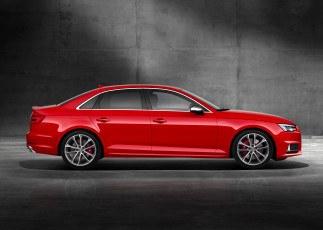 обоя автомобили, audi, красный, 2016г, b9, sedan, s4