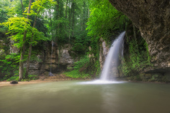 Картинка природа водопады лес река водопад