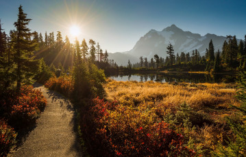 Картинка природа восходы закаты гора шуксан washington cascade range mount shuksan picture lake закат горы озеро вашингтон каскадные