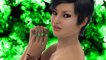 Картинка 3д+графика портрет+ portraits фон взгляд девушка