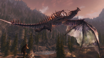 Картинка 3д+графика существа+ creatures дракон полет горы