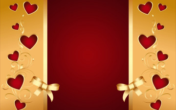 Картинка праздничные день+святого+валентина +сердечки +любовь сердечки фон background valentine love romantic bow hearts golden red