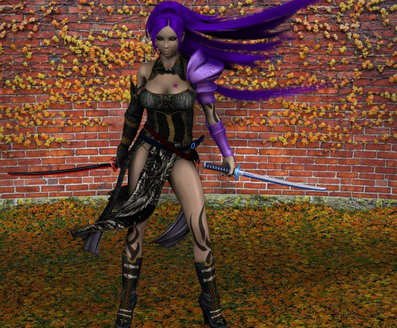 Обои картинки фото 3д графика, фантазия , fantasy, девушка, взгляд, фон, оружие