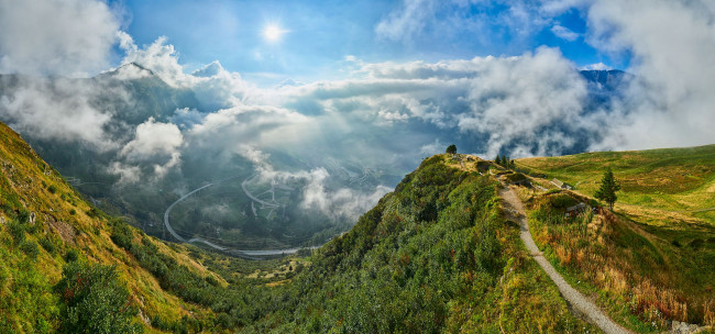 Обои картинки фото природа, восходы, закаты, облака, пейзаж, вид, сверху, восход