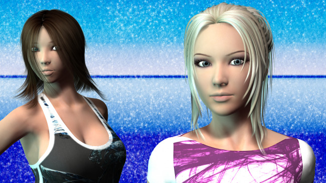 Обои картинки фото 3д графика, портрет , portraits, фон, взгляд, девушки