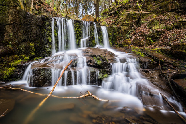 Обои картинки фото природа, водопады, лес, река, водопад