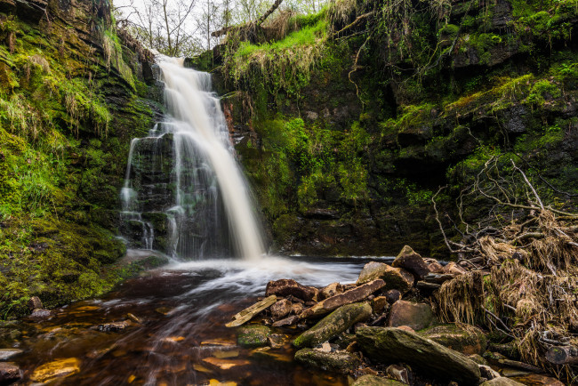 Обои картинки фото природа, водопады, река, лес, водопад