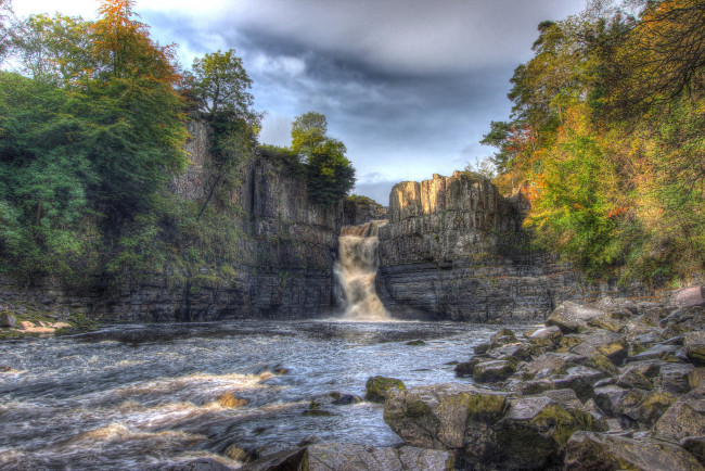 Обои картинки фото природа, водопады, водопад, река, лес