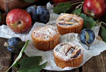 Картинка еда пирожные +кексы +печенье кекс маффин яблоко слива