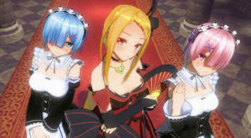 Картинка аниме re +zero+kara+hajimeru+isekai+seikatsu взгляд девушки фон