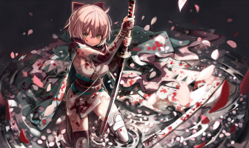 Картинка аниме fate stay+night девушка взгляд фон