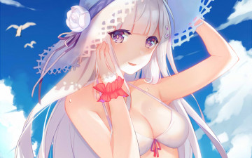 Картинка аниме re +zero+kara+hajimeru+isekai+seikatsu фон взгляд девушка