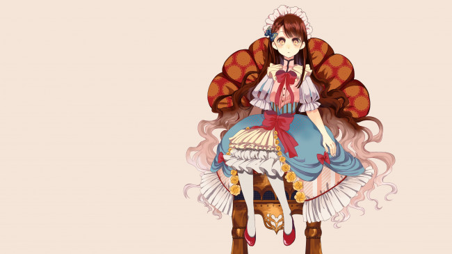 Обои картинки фото аниме, unknown,  другое, фон, взгляд, девушка