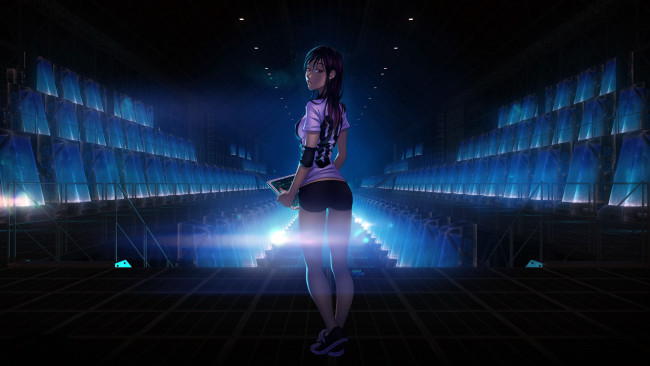 Обои картинки фото аниме, unknown,  другое, взгляд, девушка, фон