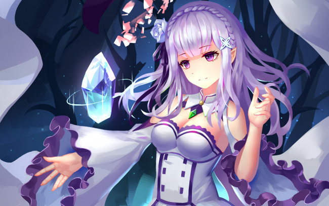 Обои картинки фото аниме, re,  zero kara hajimeru isekai seikatsu, фон, взгляд, девушка