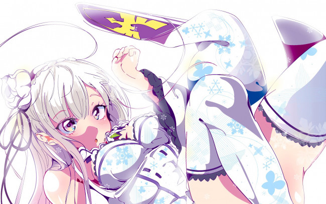 Обои картинки фото аниме, re,  zero kara hajimeru isekai seikatsu, девушка, взгляд, фон