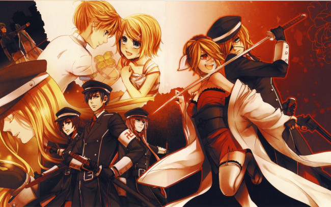 Обои картинки фото аниме, vocaloid, девушки, парни