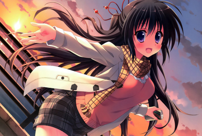 Обои картинки фото аниме, unknown,  другое, девушка, фон, взгляд