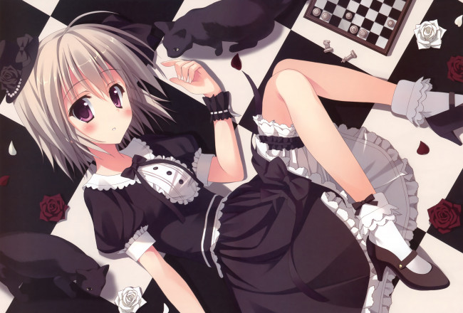 Обои картинки фото аниме, unknown,  другое, взгляд, фон, девушка