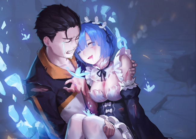 Обои картинки фото аниме, re,  zero kara hajimeru isekai seikatsu, субару, рем