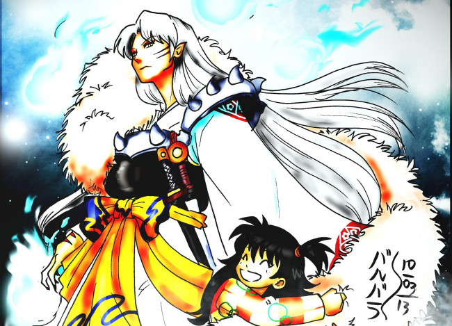 Обои картинки фото аниме, inuyasha, рин, сешоумару