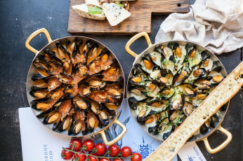 Картинка еда рыба +морепродукты +суши +роллы мидии сыр томат батон морепродукты блюдо