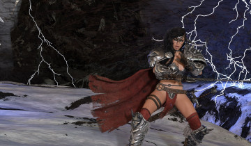 Картинка 3д+графика фантазия+ fantasy взгляд девушка оружие фон