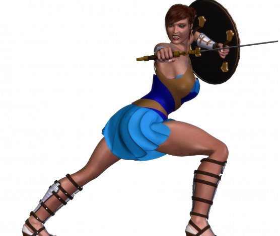 Обои картинки фото 3д графика, фантазия , fantasy, оружие, фон, взгляд, девушка