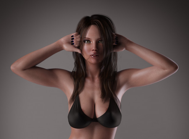 Обои картинки фото 3д графика, люди , people, взгляд, девушка, фон