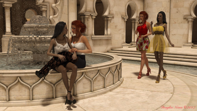 Обои картинки фото 3д графика, люди , people, фон, взгляд, девушки