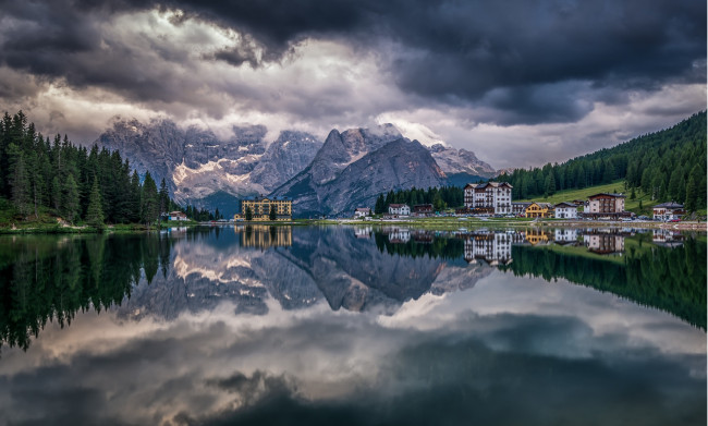 Обои картинки фото города, - пейзажи, пейзаж, река, горы, город