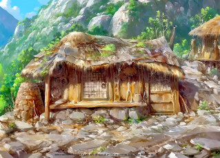 Картинка календари фэнтези постройка дом calendar 2019 хижина природа гора