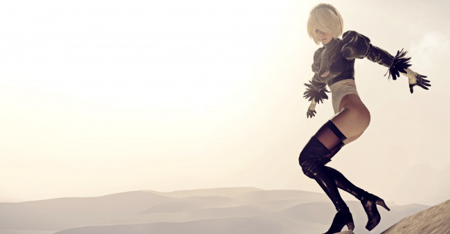 Обои картинки фото видео игры, nier,  automata, андроид, девушка, сапоги